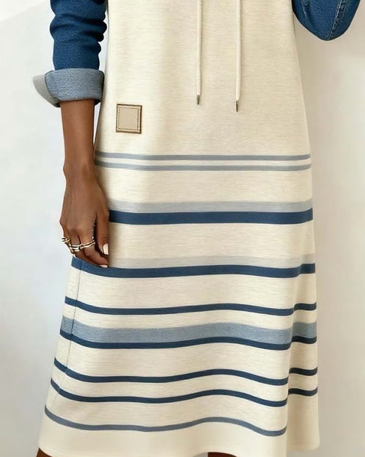 Camila | Striped Hooded Dress with Color Mix