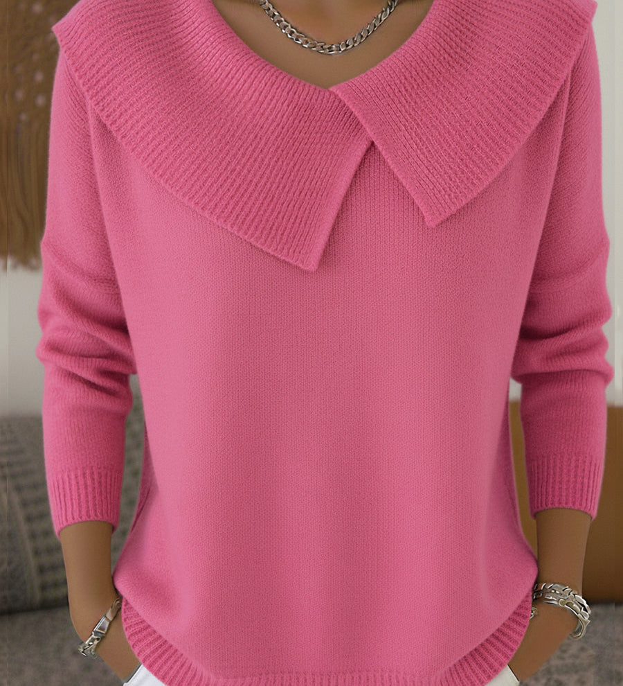 Karolína – Eleganter Strickpullover mit markantem Kragen
