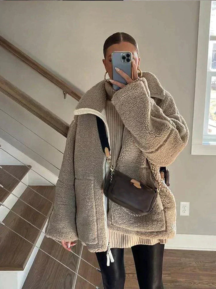 NADIA | Giacca Teddy Oversize con Collo Alto da Donna