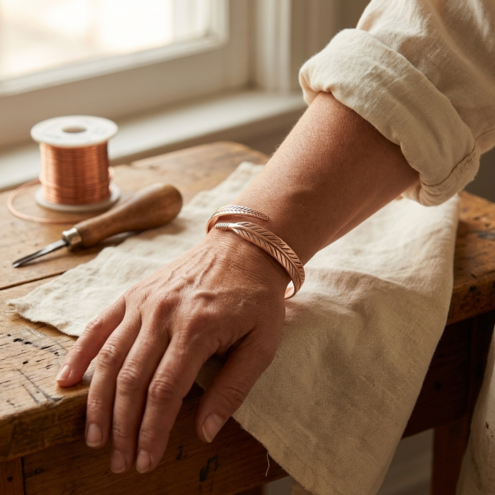 Bracciale in bronzo con design a foglie