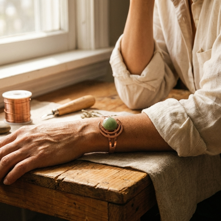 Bracciale Sferico Verde in Rame