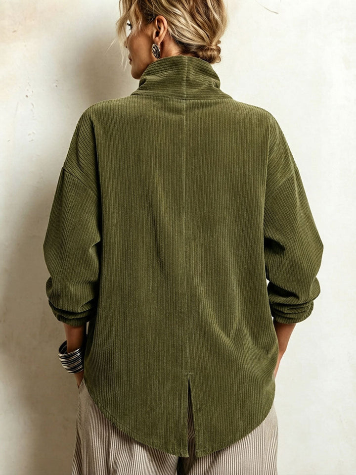 AVERY | Top Button-Up in Corduroy con Collo Avvolgente per Donna